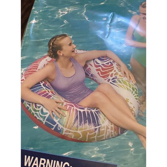 H2O GO! Bestway Rainbow Swim Ring 31.5” Tube Pool Float Ages 10+ NEW SEALED - Picture 3 of 5